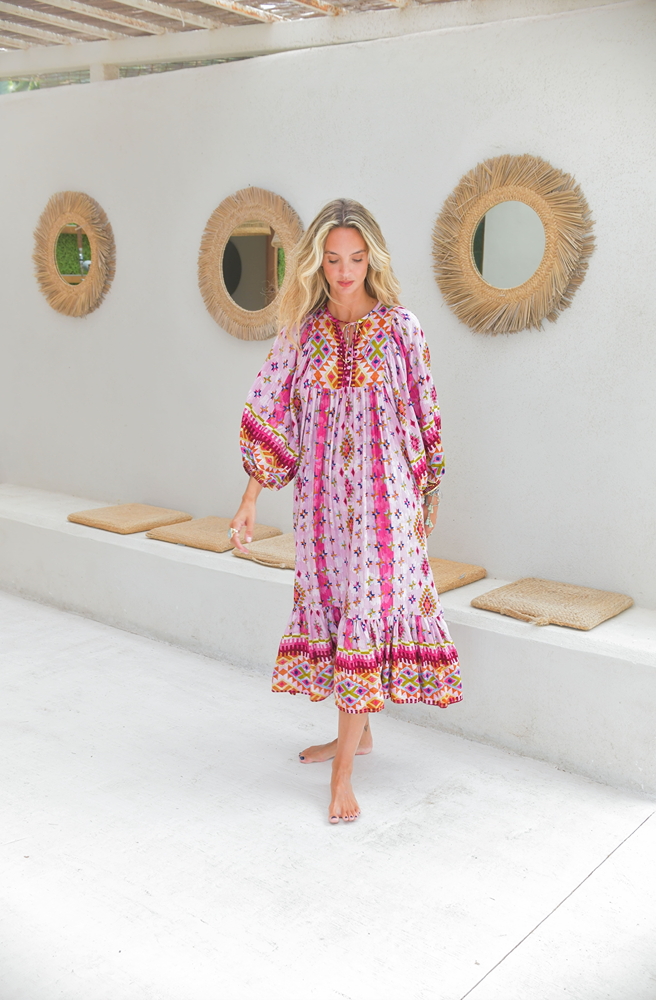 Jaase Lost Tribe Harper Midi Dress, Effortless Women’s Midi in Lost Tribe Print