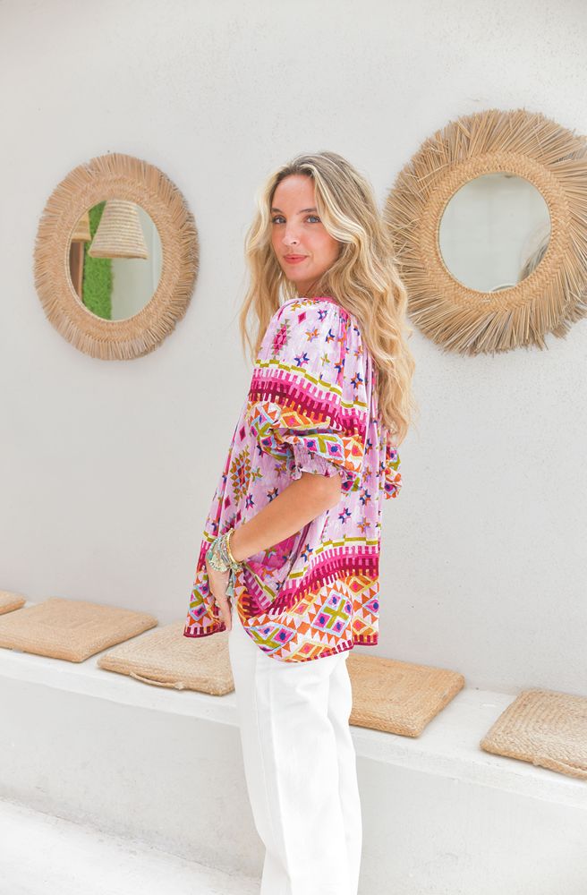 Jaase Lost Tribe Hope Blouse, Side View Showing Flowy Sleeves