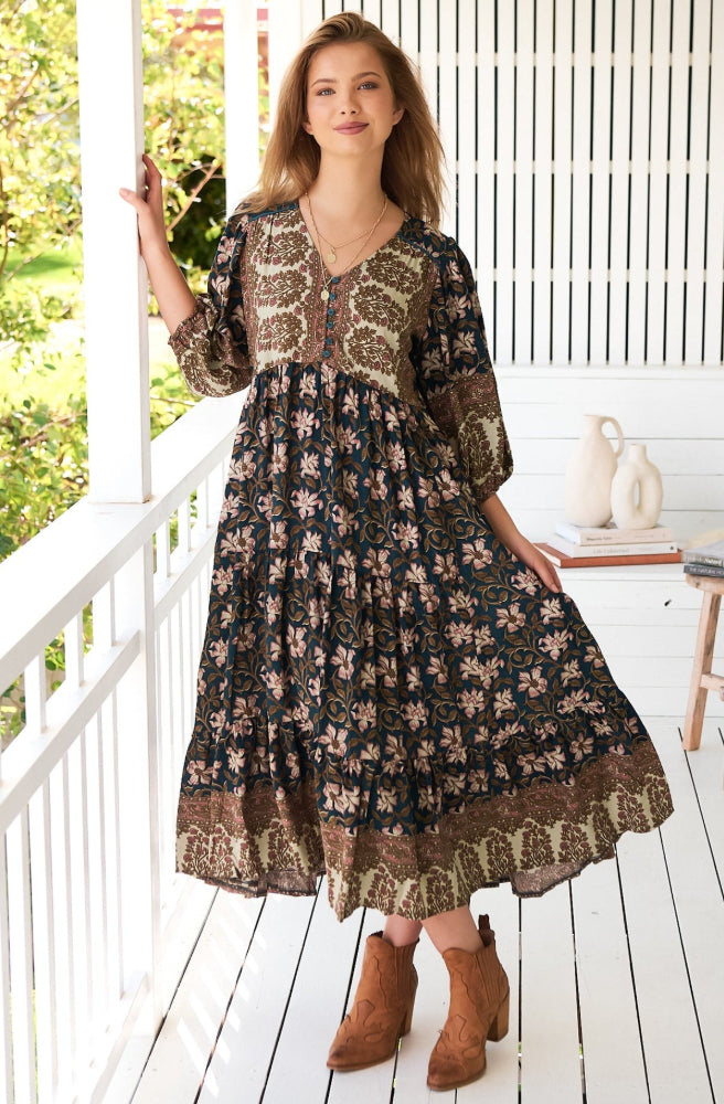 Jaase Nomade Print Eve Midi Dress, Womens Boho Style