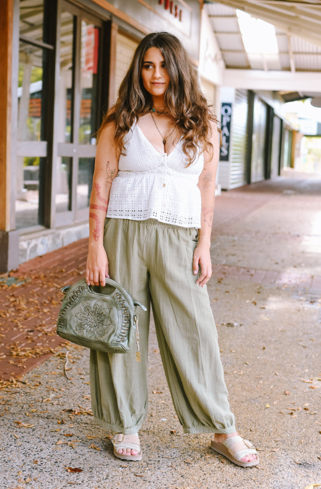 Kesh Pants Khaki, Plus Sizing Harem Style 