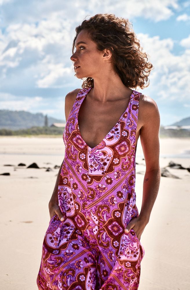 womens boho clothing online australia jaase forest jumpsuit pink print