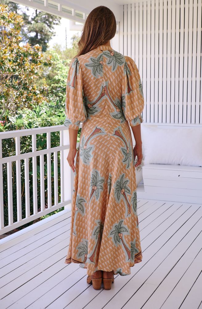 Jaase Sahara Sunset Print Zoie Maxi Dress, Back View