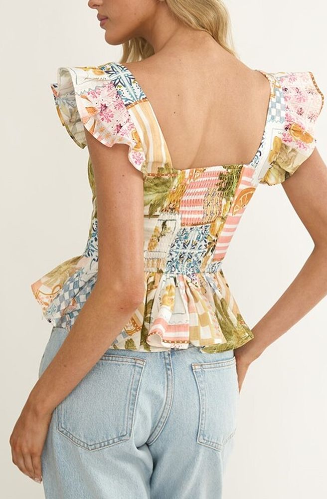 Limoncello Patchwork Corset Top, Rear View Detailed