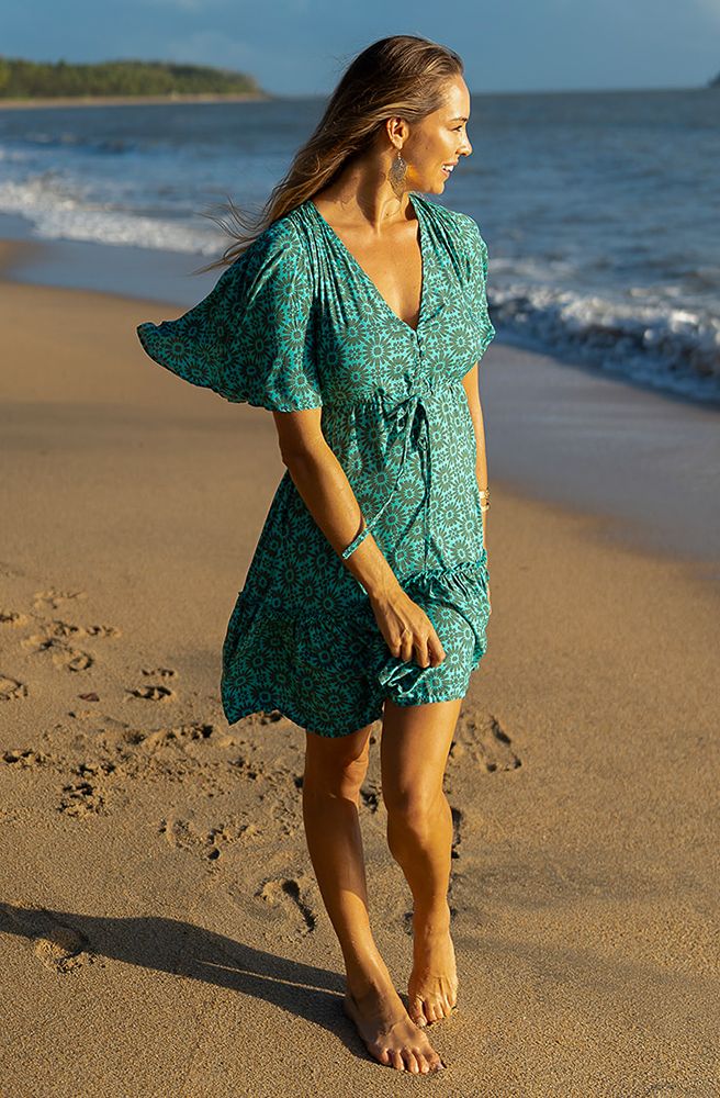 Teal Daisy Nicki Mini Dress