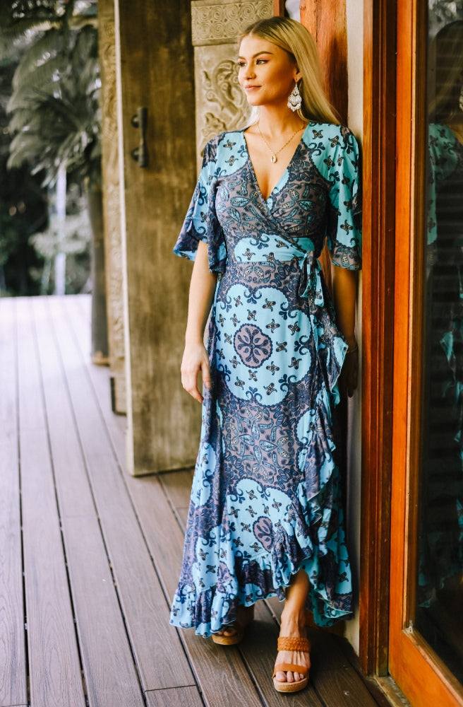 Lulu Print Combi Wrap Maxi Dress Lulu Print Combi Wrap Maxi Dress