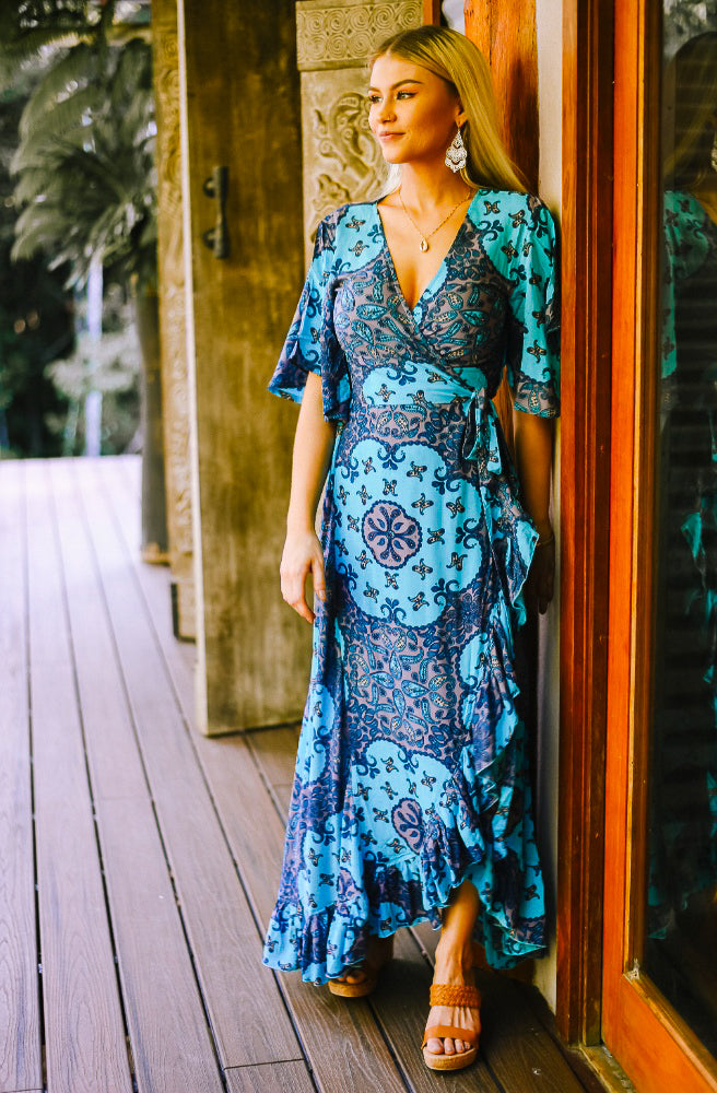 Lulu Print Combi Wrap Maxi Dress Lulu Print Combi Wrap Maxi Dress
