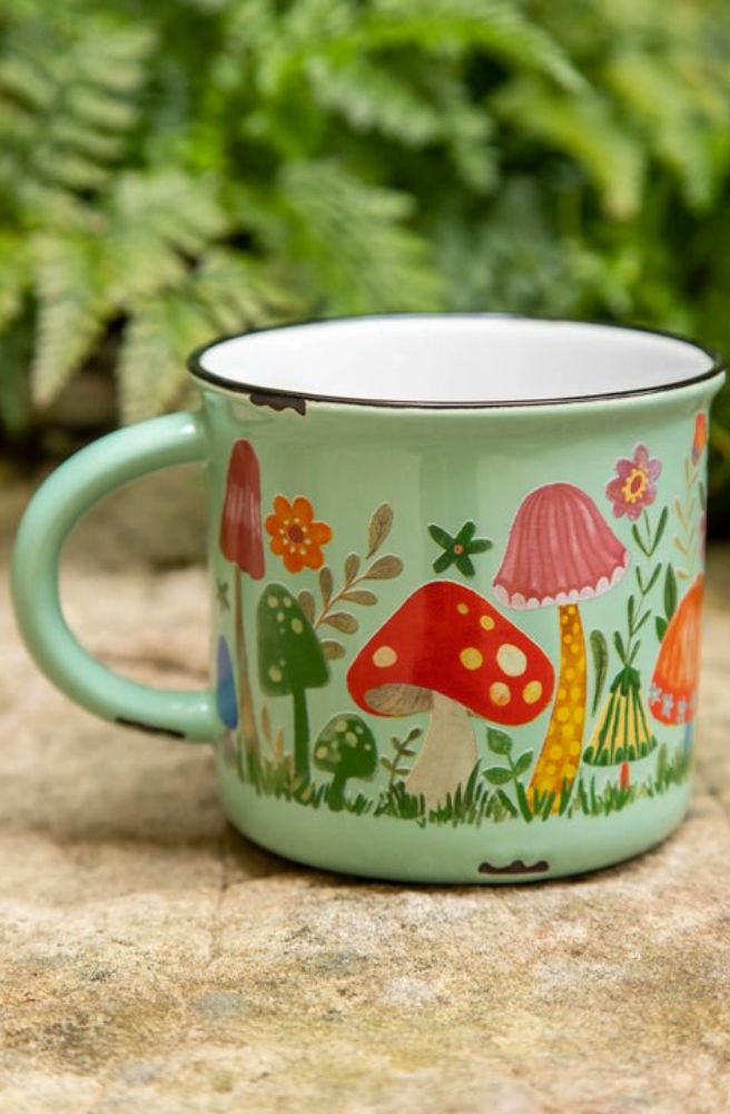 woodland theme mushroom ceramic mug