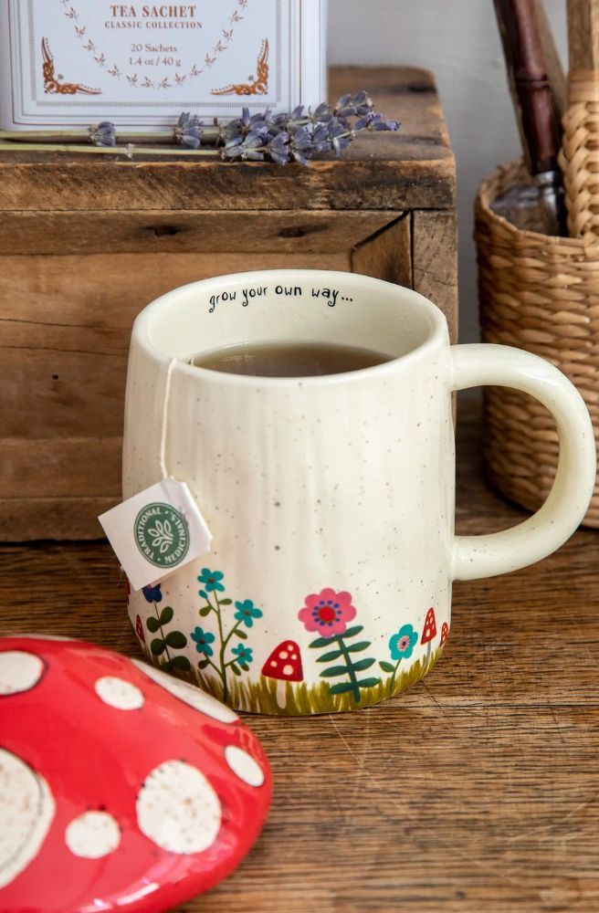 magical homeware gifts red mushroom mug with lid