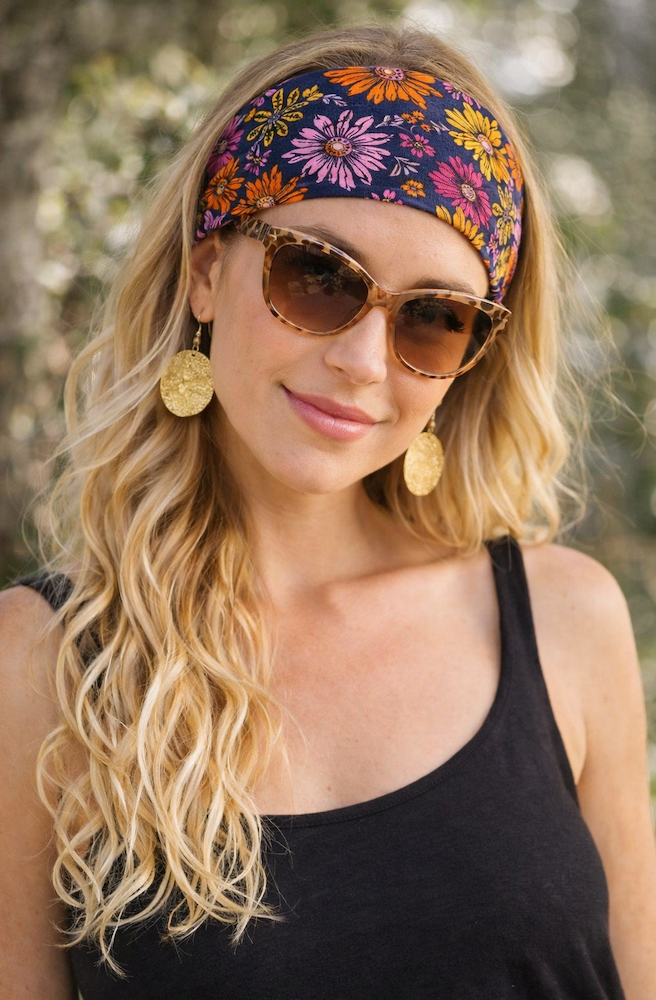 Boho Bandeau Navy Rustic Daisies
