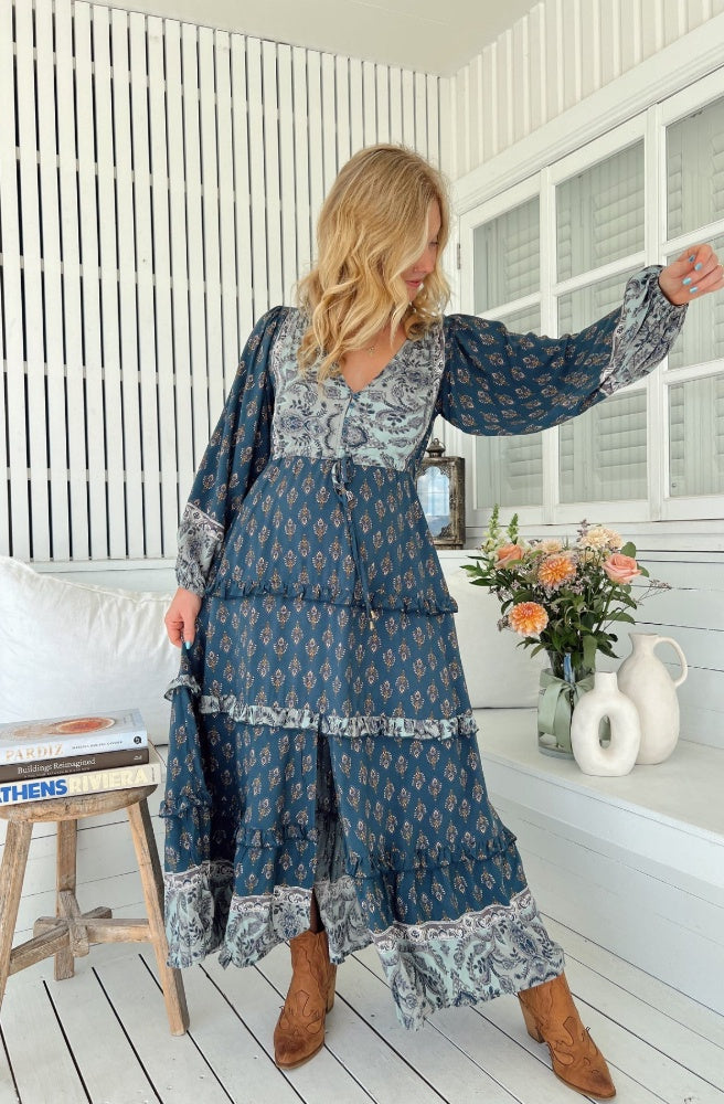 Jaase Nico Print Luciana Maxi Dress, Boho Style Full Length