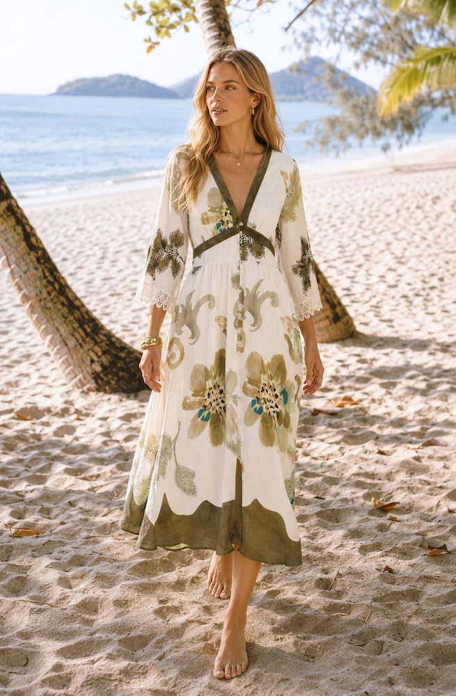 Olive Bloom Maxi Dress