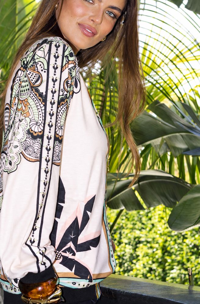 Palm Rio Bomber Jacket, Side View Detail of Sleeve