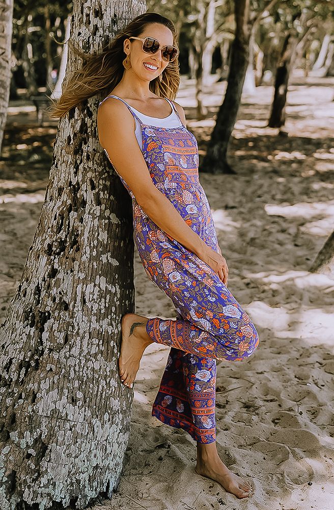 Passionate Transit Overalls, Women's Boho Style Overalls Midi Length