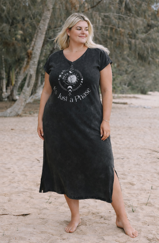Phase Tee Dress Charcoal