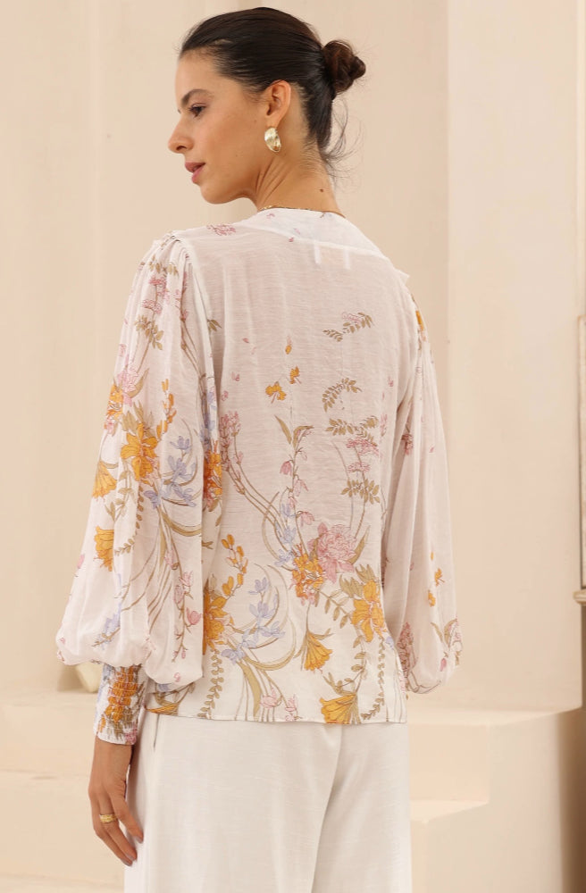 Poet Frill Top, Rear View Full Length Balloon Sleeves