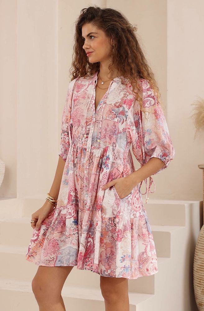 Rosabella Babydoll Dress, Relaxed Fit Babydoll Mini with Flutter Sleeves