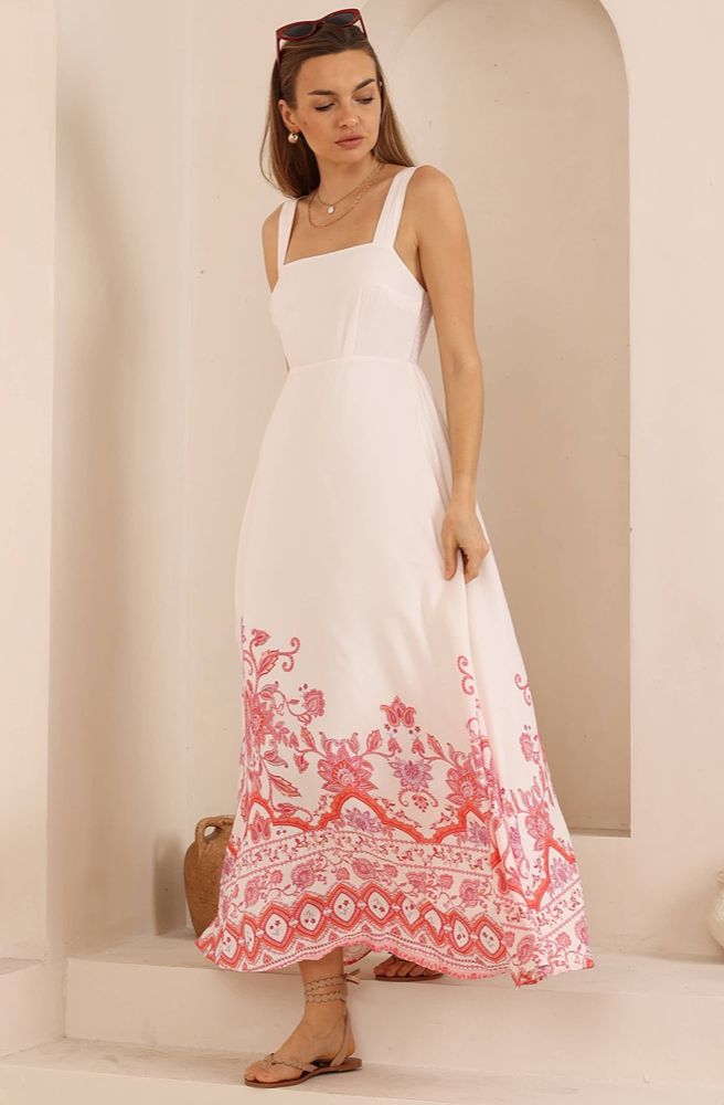 Rosevine Border Maxi Dress-side-viewQ