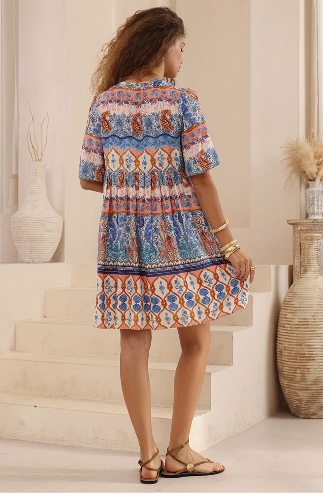 Blue Mirage Babydoll Mini Dress