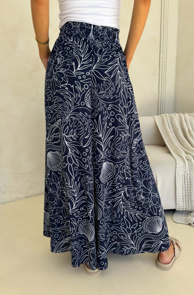 Sea Vine Print Jessika Maxi Pants, Rear View