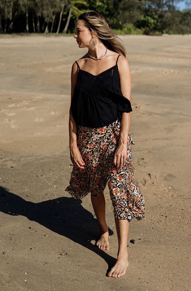 Seraphina Wrap Skirt, Ruffle Hem with Waist Tie