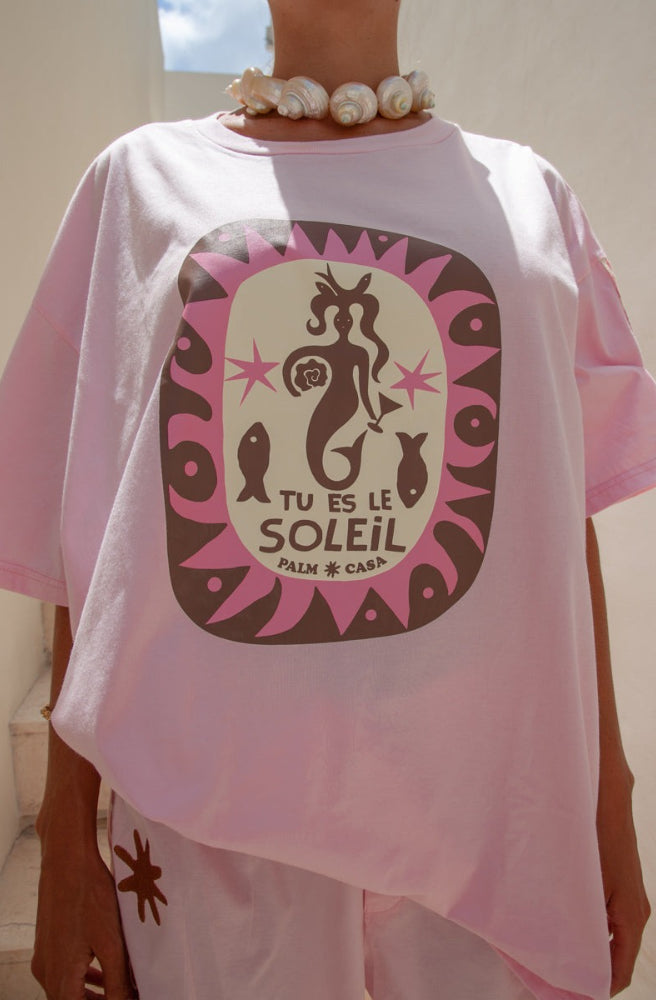 Soleil T Shirt Pink, Mermaid Print Graphic Tee