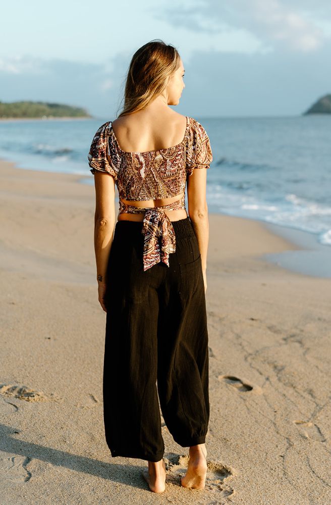 Sugar Plum Lauren Top, Rear View with Wrap Tie at Back