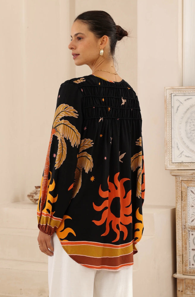 Sunspell Blouse, Rear View, Scooped Hem