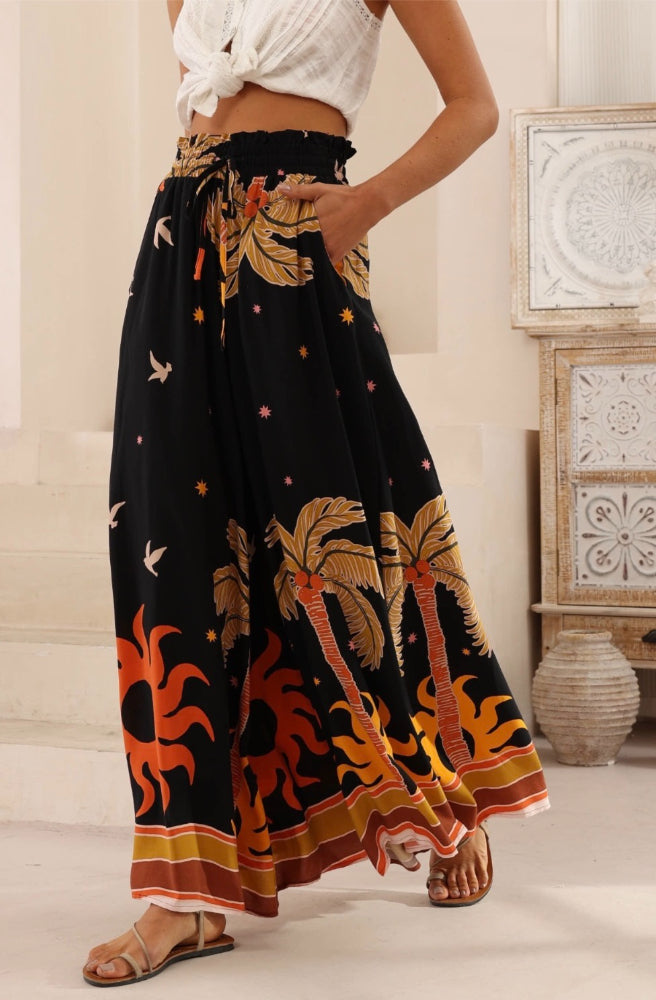 Sunspell Maxi Pants, Full Length, Wide Flared Leg