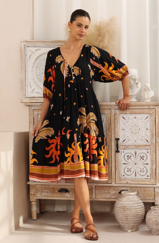 Sunspell Midi Dress, Boho Resort Style