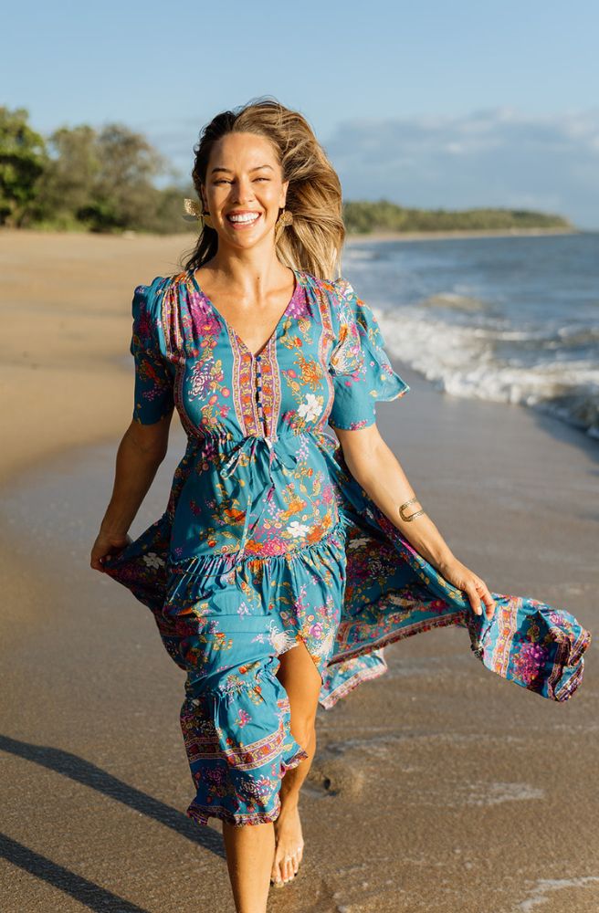 Teal Enchanted Forest Nicki Midi Dress