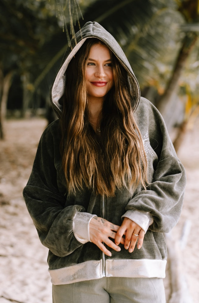 Terra Hoodie Jumper Khaki, Boho Chic Street Style