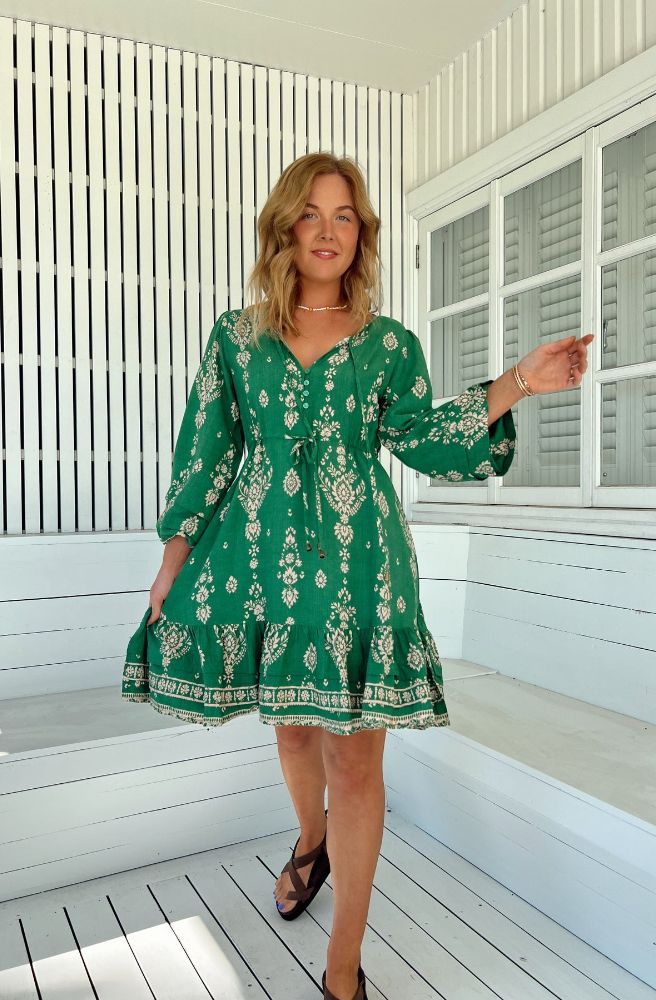 Jaase Kiva Print Abito Dress, Ruffle Hem