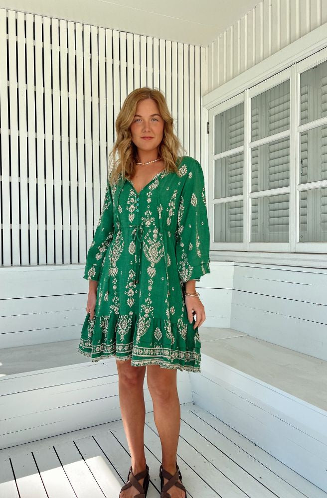 Jaase Kiva Print Abito Dress, Boho Style Mini