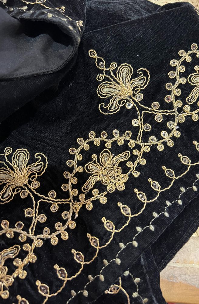 Istanbul Embroidered Velvet Vest, Close Up View
