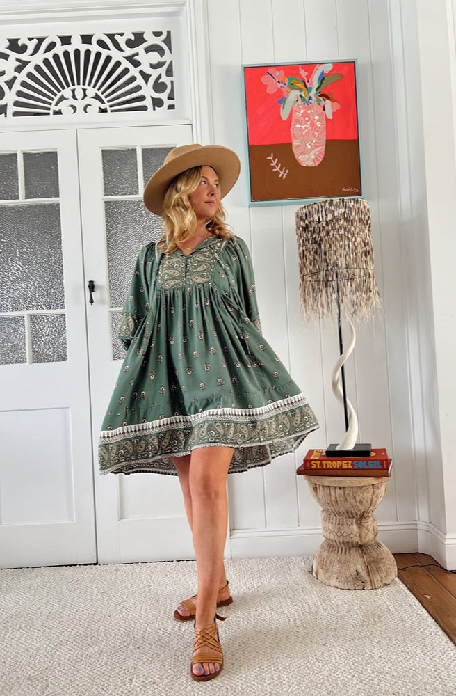 Jaase Viridian Print Adela Mini Dress