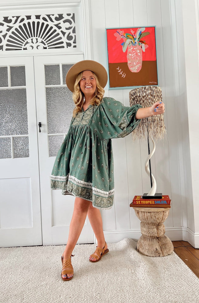 Jaase Viridian Print Adela Mini Dress