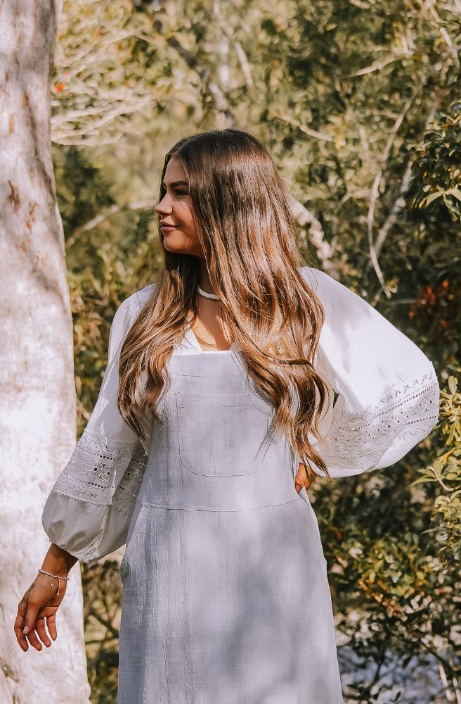 White Terra Bloom Blouse, Women's Bohemian Style Blouse