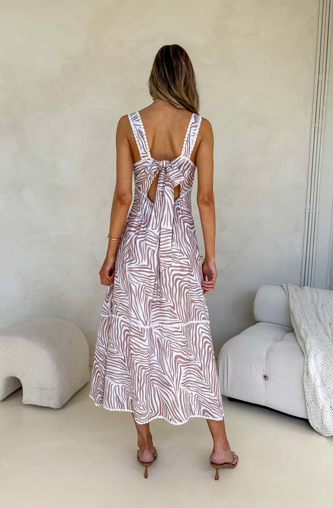 Zahara Print Stella Dress, Rear View Tie at Back