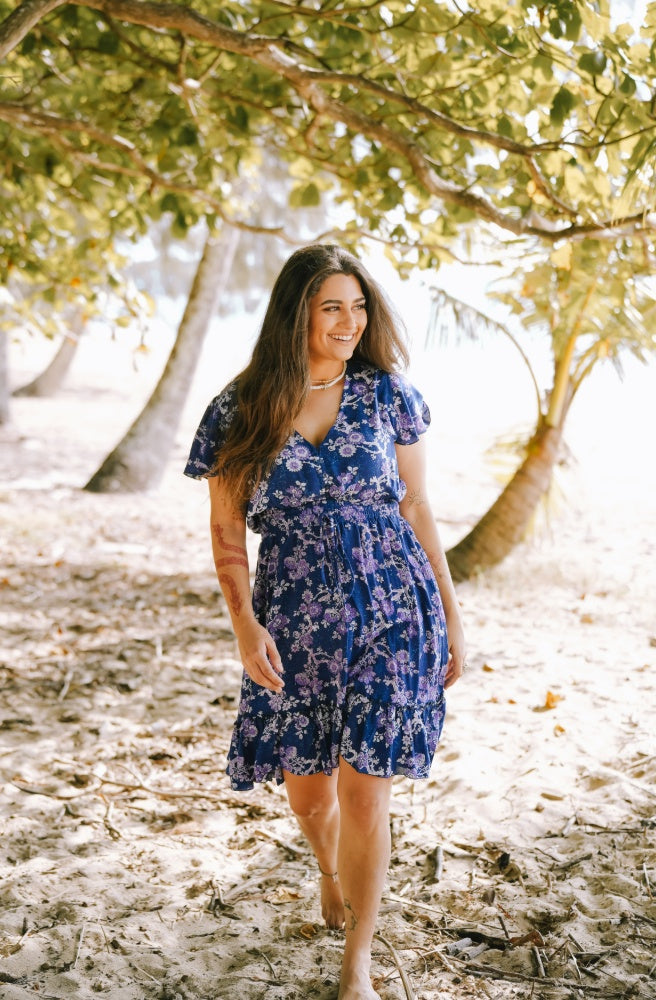 Zen Blossom Mini Dress, Women's Resort Boho Style