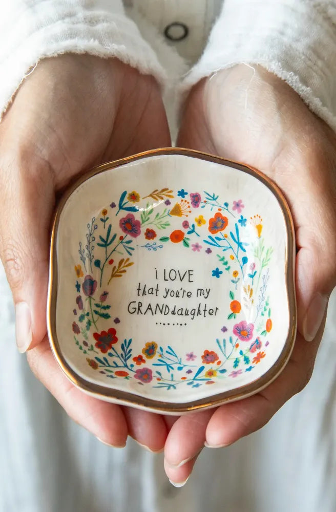 Antiqued Trinket Bowl Granddaughter. Boho inspired decor