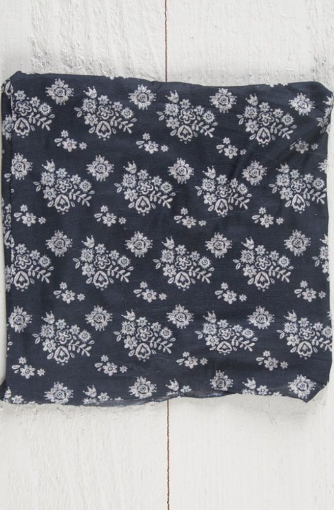 bohemian bandeau headband black floral print