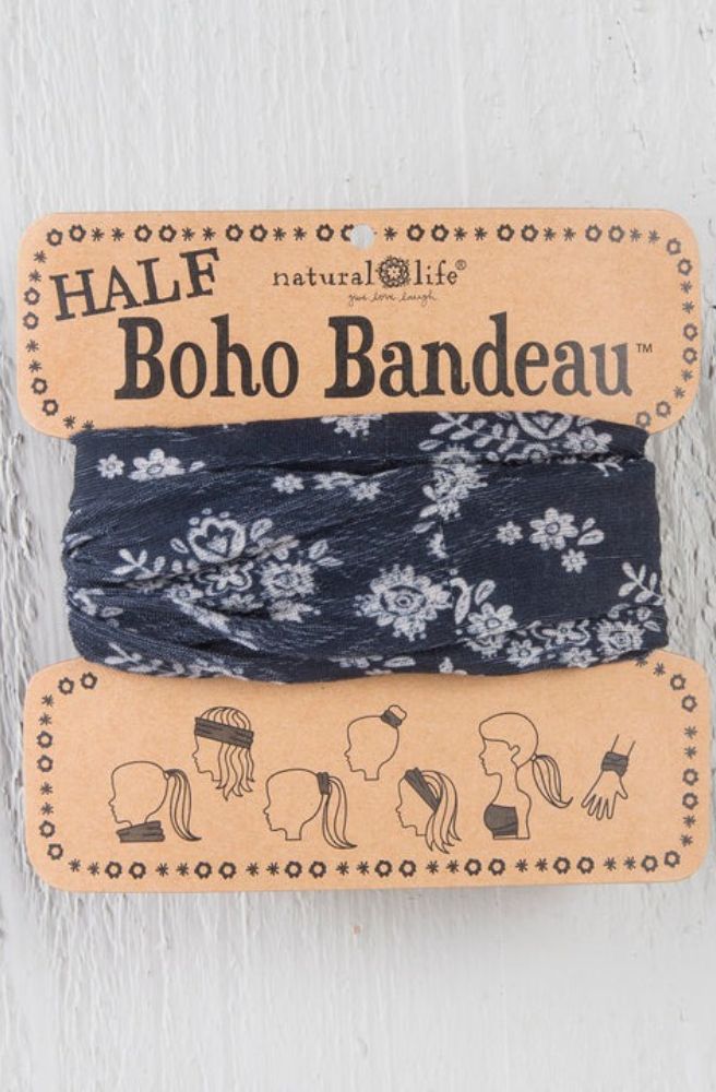 black floral boho bandeau headband