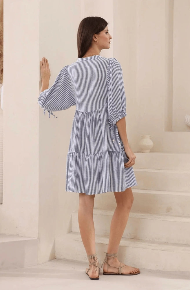 Blue Stripe Babydoll Dress