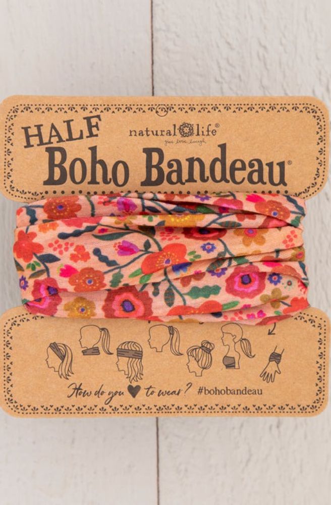 bohemian bandeau headband stretch floral print