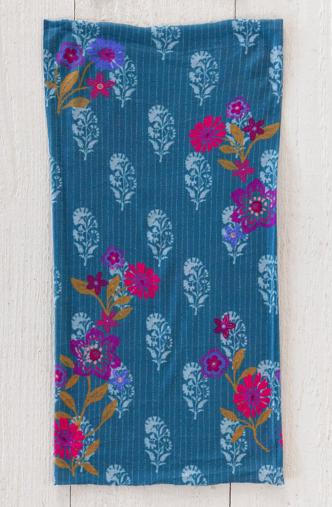 Boho Bandeau Blue Black Stamp Garden
