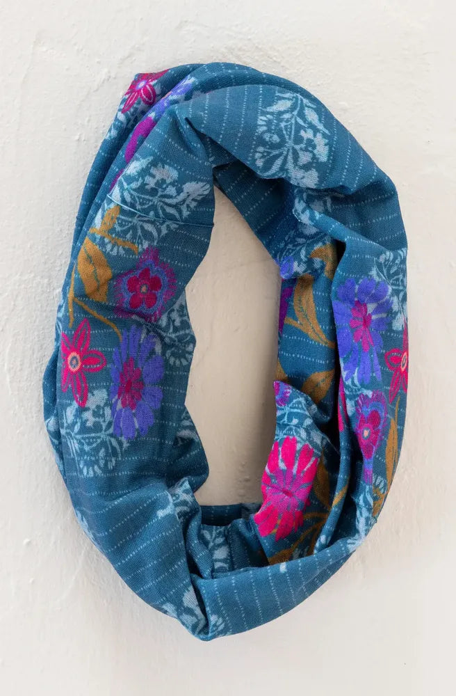 Boho Bandeau Blue Black Stamp Garden