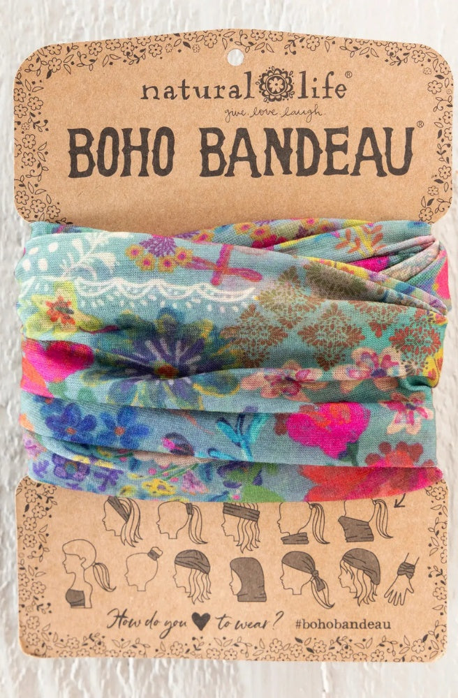 Boho Bandeau Garden Patchwork Dusty vintage floral stretch headband