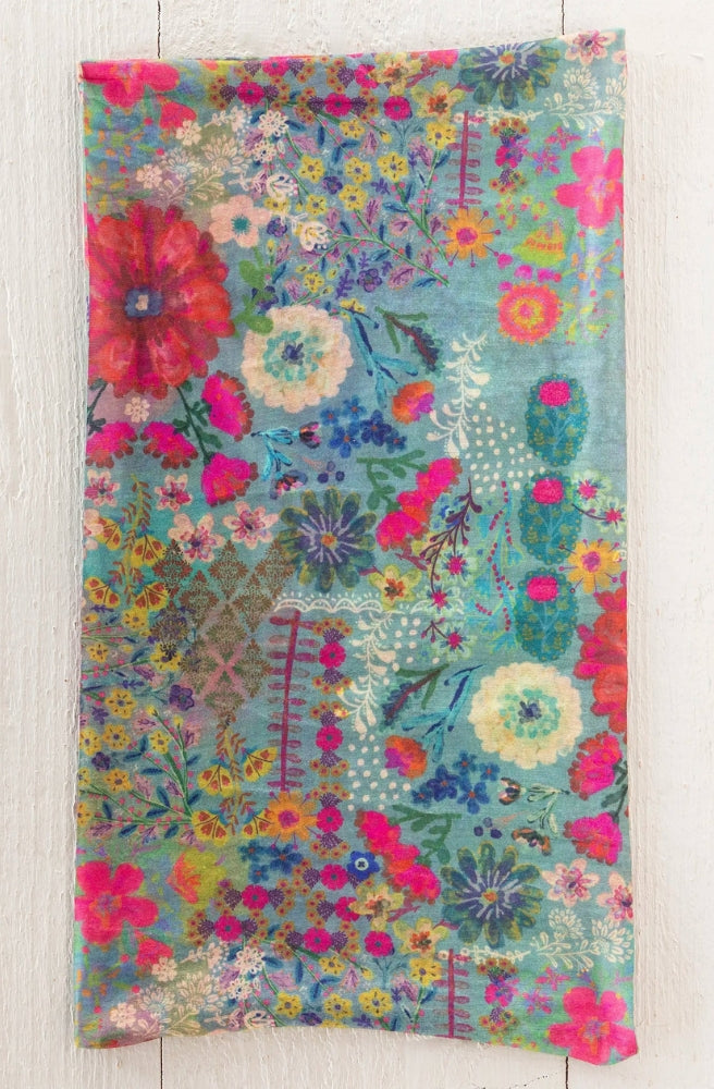 Boho Bandeau Garden Patchwork Dusty versatile boho hair accessory in dusty blue floral print