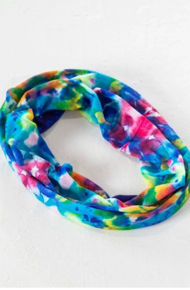 Boho Bandeau Half Blue Rainbow Tie Dye