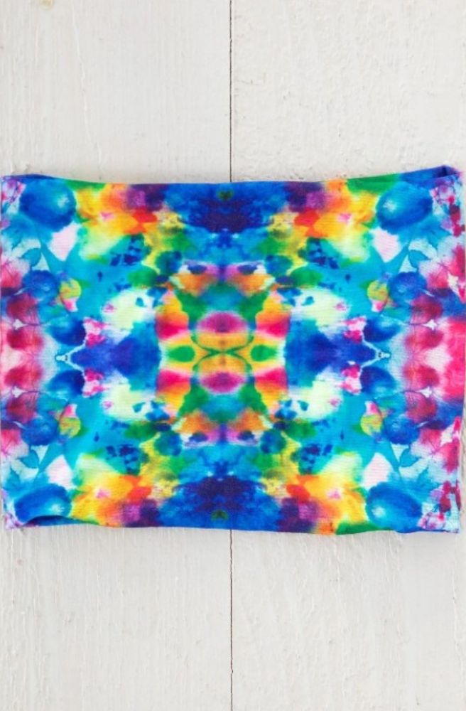 Boho Bandeau Half Blue Rainbow Tie Dye